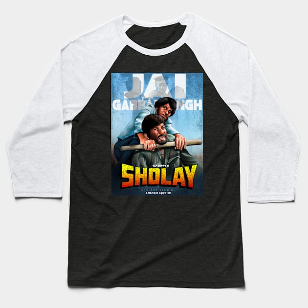 Sholay Artwork, Baseball T-Shirt by SAN ART STUDIO 